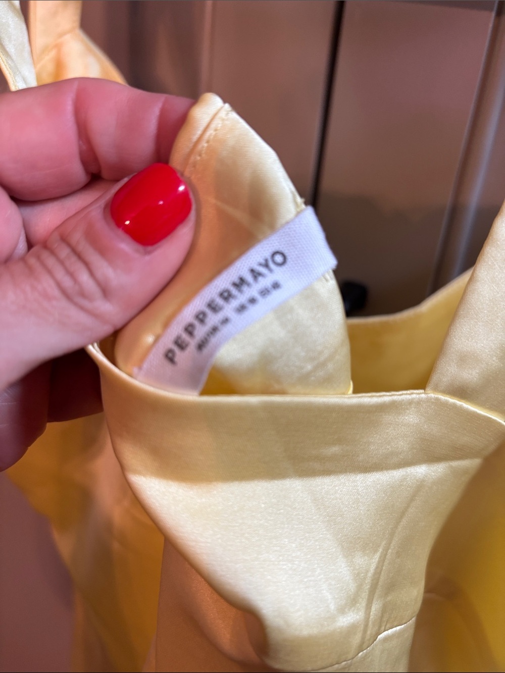 Peppermayo Lylah Yellow Satin top. Sz 10 - Picture 6 of 6